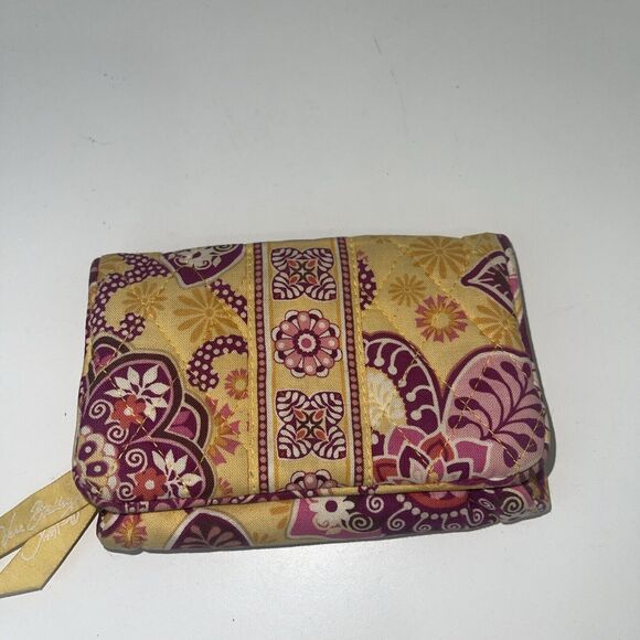 VERA BRADLEY Compact Wallet Taxi Bali Gold - Yellow - Key clip kisslock new - Picture 1 of 8